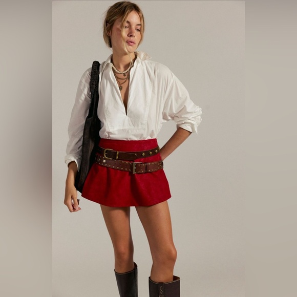 We The Free Pants - Paradise Found Suede Skort NWOT rhythmic red